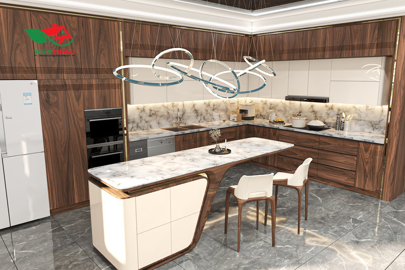 tủ bếp gỗ óc chó