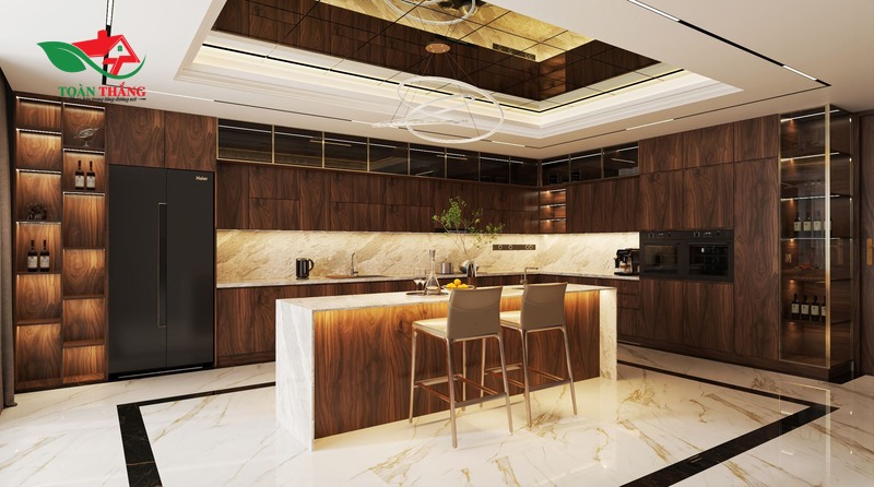 tủ bếp gỗ óc chó