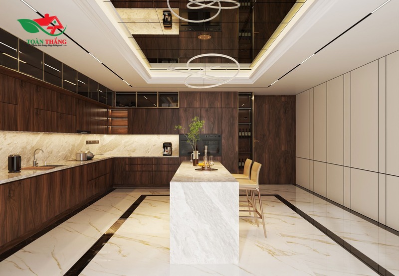 tủ bếp gỗ óc chó