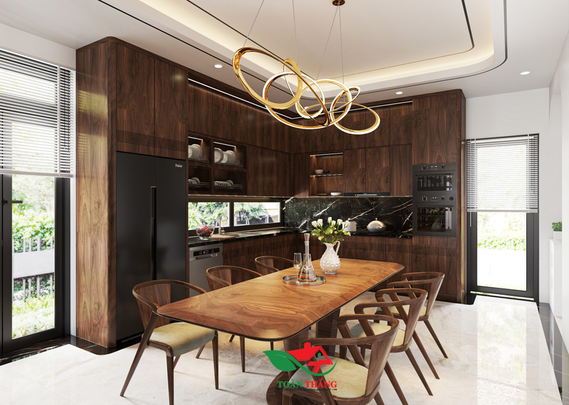 tủ bếp gỗ óc chó