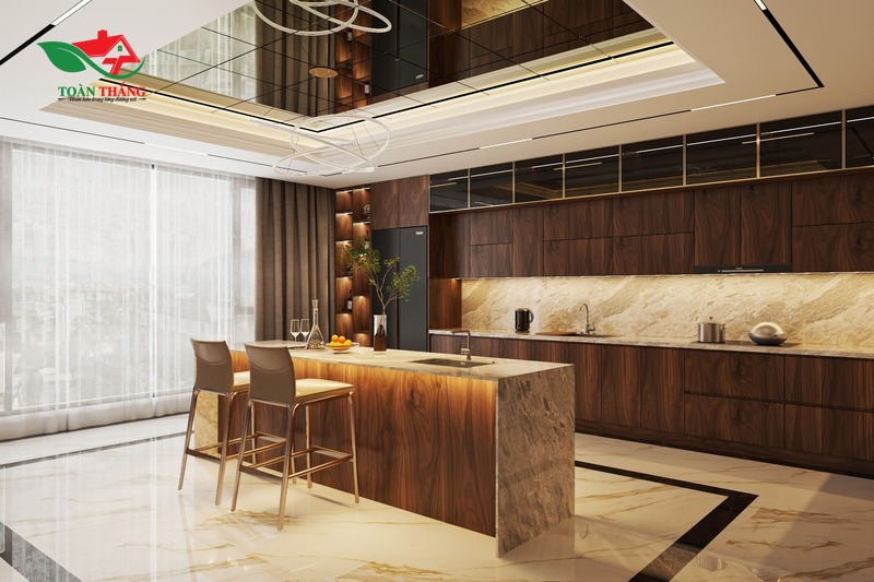 tủ bếp gỗ óc chó