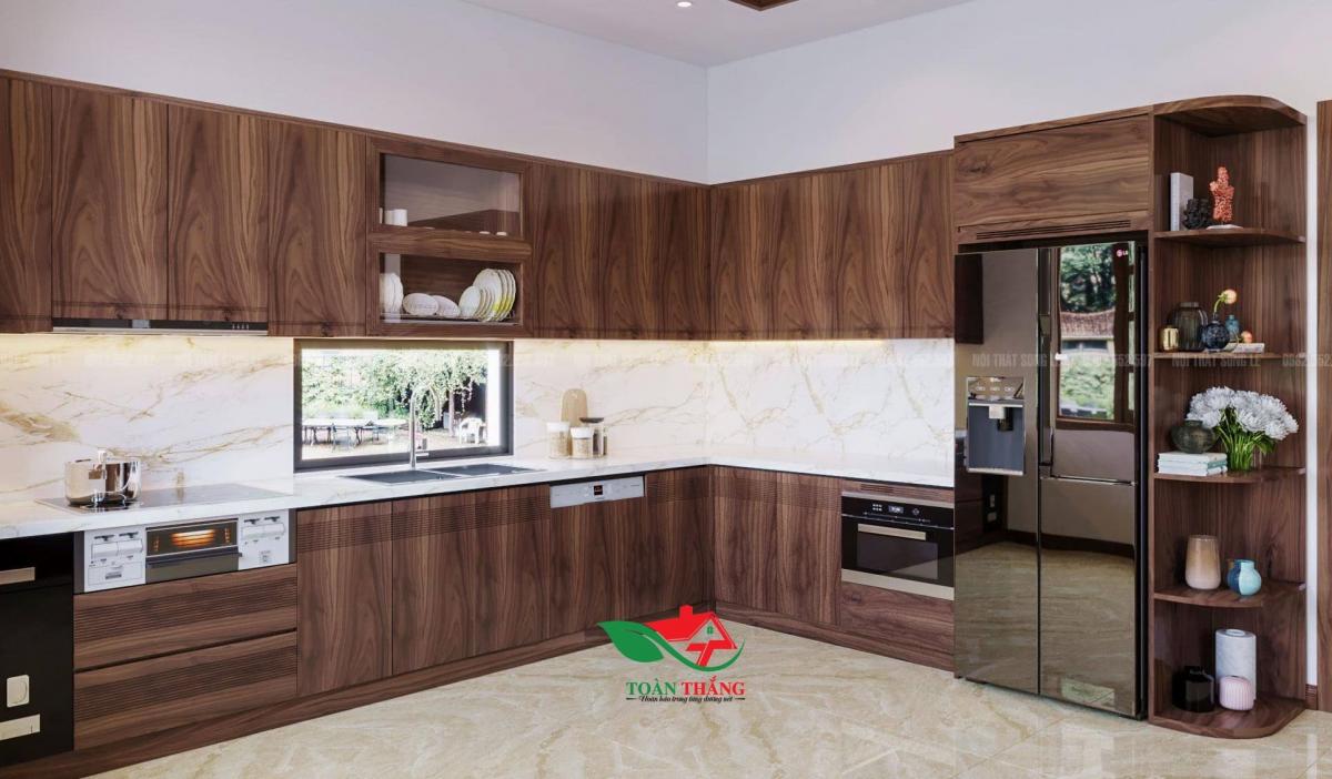 tủ bếp gỗ óc chó