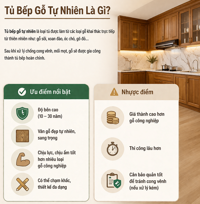 tủ bếp gỗ tự nhiên